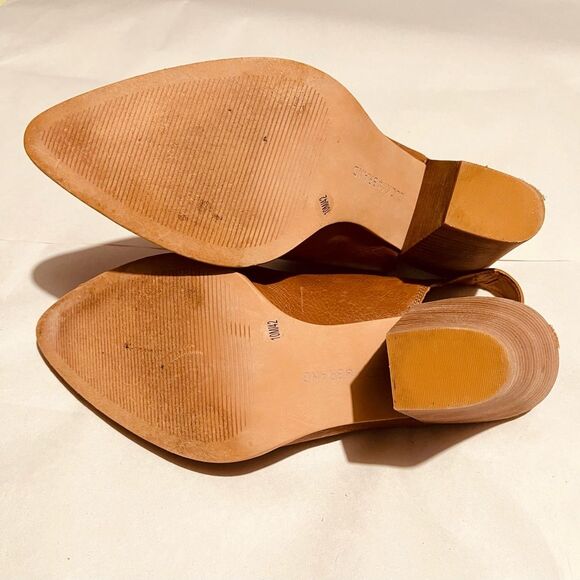 lucky brand shoes Brown leader Block heel Open Back Western Inspired Women’s 10 - Picture 7 of 9